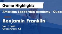 American Leadership Academy - Queen Creek vs Benjamin Franklin  Game Highlights - Jan. 7, 2020