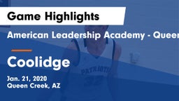 American Leadership Academy - Queen Creek vs Coolidge  Game Highlights - Jan. 21, 2020