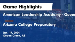 American Leadership Academy - Queen Creek vs Arizona College Preparatory  Game Highlights - Jan. 19, 2024