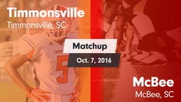 Matchup: Timmonsville vs. McBee  2016