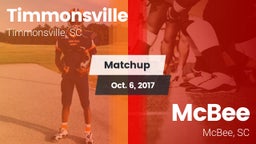 Matchup: Timmonsville vs. McBee  2017