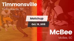 Matchup: Timmonsville vs. McBee  2018