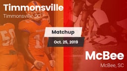 Matchup: Timmonsville vs. McBee  2019