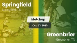 Matchup: Springfield vs. Greenbrier  2020