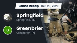 Recap: Springfield  vs. Greenbrier  2020
