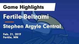 Fertile-Beltrami  vs Stephen Argyle Central Game Highlights - Feb. 21, 2019