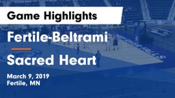 Fertile-Beltrami  vs Sacred Heart Game Highlights - March 9, 2019