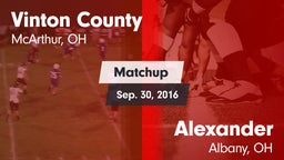 Matchup: Vinton County vs. Alexander  2016