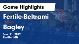 Fertile-Beltrami  vs Bagley Game Highlights - Jan. 21, 2019
