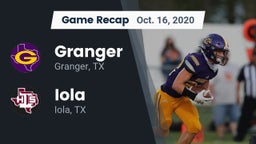 Recap: Granger  vs. Iola  2020