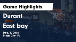 Durant  vs East bay Game Highlights - Dec. 4, 2018