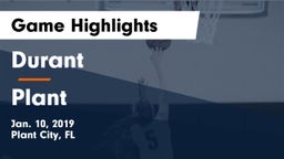 Durant  vs Plant  Game Highlights - Jan. 10, 2019