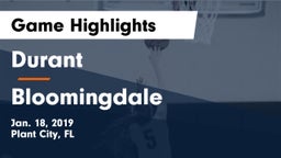 Durant  vs Bloomingdale  Game Highlights - Jan. 18, 2019