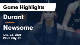 Durant  vs Newsome  Game Highlights - Jan. 24, 2020