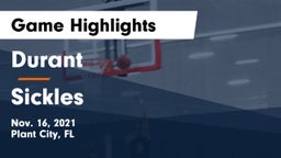 Durant  vs Sickles  Game Highlights - Nov. 16, 2021