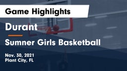 Durant  vs Sumner  Girls Basketball  Game Highlights - Nov. 30, 2021