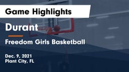 Durant  vs Freedom  Girls Basketball  Game Highlights - Dec. 9, 2021