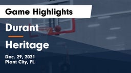 Durant  vs Heritage  Game Highlights - Dec. 29, 2021