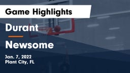 Durant  vs Newsome  Game Highlights - Jan. 7, 2022