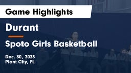 Durant  vs Spoto  Girls Basketball  Game Highlights - Dec. 30, 2023