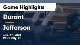 Durant  vs Jefferson  Game Highlights - Jan. 17, 2020