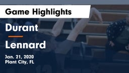 Durant  vs Lennard  Game Highlights - Jan. 21, 2020