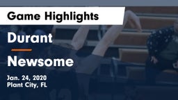 Durant  vs Newsome  Game Highlights - Jan. 24, 2020
