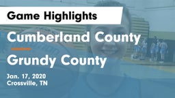 Cumberland County  vs Grundy County  Game Highlights - Jan. 17, 2020