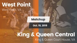 Matchup: West Point vs. King & Queen Central  2019