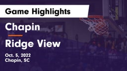 Chapin  vs Ridge View  Game Highlights - Oct. 5, 2022
