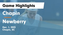 Chapin  vs Newberry  Game Highlights - Dec. 1, 2023