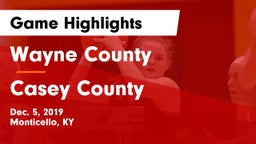 Wayne County  vs Casey County  Game Highlights - Dec. 5, 2019
