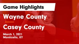 Wayne County  vs Casey County  Game Highlights - March 1, 2021