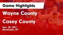 Wayne County  vs Casey County  Game Highlights - Dec. 28, 2021