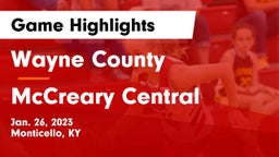 Wayne County  vs McCreary Central  Game Highlights - Jan. 26, 2023