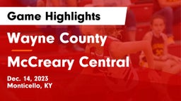 Wayne County  vs McCreary Central  Game Highlights - Dec. 14, 2023