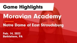 Moravian Academy  vs Notre Dame of East Stroudsburg  Game Highlights - Feb. 14, 2022