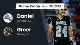 Recap: Daniel  vs. Greer  2018