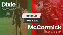 Matchup: Dixie vs. McCormick  2019