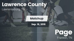 Matchup: Lawrence County vs. Page  2016