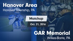 Matchup: Hanover Area vs. GAR Memorial  2016