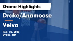 Drake/Anamoose  vs Velva  Game Highlights - Feb. 22, 2019