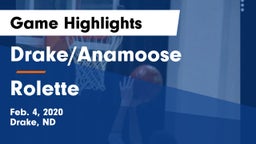 Drake/Anamoose  vs Rolette Game Highlights - Feb. 4, 2020
