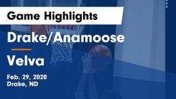 Drake/Anamoose  vs Velva  Game Highlights - Feb. 29, 2020