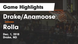 Drake/Anamoose  vs Rolla  Game Highlights - Dec. 1, 2018