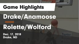 Drake/Anamoose  vs Rolette/Wolford Game Highlights - Dec. 17, 2018