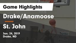 Drake/Anamoose  vs St. John  Game Highlights - Jan. 24, 2019