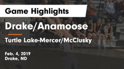 Drake/Anamoose  vs Turtle Lake-Mercer/McClusky Game Highlights - Feb. 4, 2019