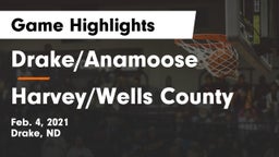 Drake/Anamoose  vs Harvey/Wells County Game Highlights - Feb. 4, 2021