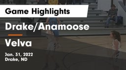 Drake/Anamoose  vs Velva  Game Highlights - Jan. 31, 2022